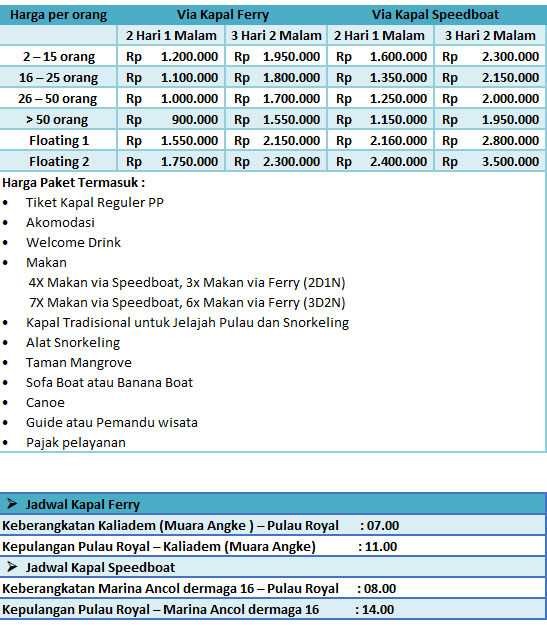 paket menginap pulau royal