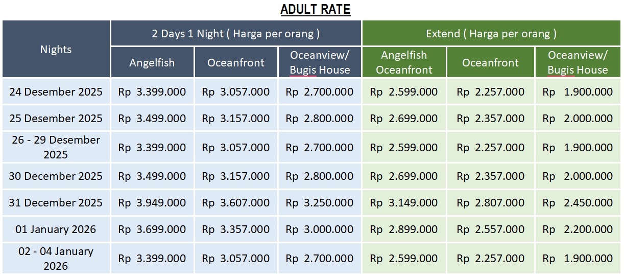 pelangi adult rate